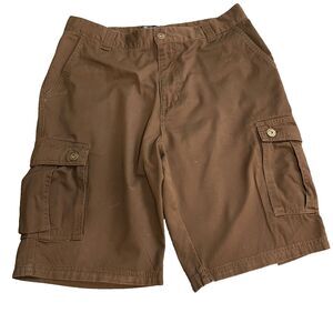 Mens cargo shorts 36 new 100% cotton‎ chocolate brown snap pockets